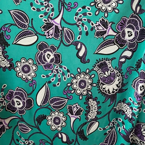 Tacera Floral Ruffle Sleeve Dress Teal Purple Print Size M - Picture 4 of 5